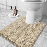 Grandaily Chenille Gestreifte WC-Teppiche U-Form, Extra Weich und Saugfähig Badezimmerteppiche, Rutschfester…