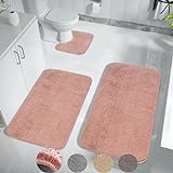 Achiiso Badematten Set 3 Stück,rutschfeste Badezimmer Toilettenmatte, Super saugfähige Mikrofaser Badematte…