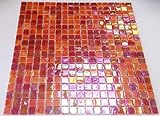 Mosaik Quadrat mix rot Glas irisierend Perlmut oriental Fliesenspiegel, Mosaikstein Format: 15x15x4…