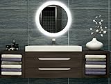 Bilderdepot24 Badezimmerspiegel mit Beleuchtung LED Spiegel - 60 cm Ø - runder Badspiegel mit Licht - Design Spiegel für Bad und Gäste WC hinterleuchtet - beleuchteter Wandspiegel - O-LED_FI