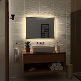 Alasta Spiegel | Lisbona Badspiegel 160x100cm mit LED Beleuchtung | LED Farbe Weiß Warm | Design Badezimmerspiegel