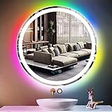 ARUMMA 61 cm runder LED-Badezimmerspiegel mit Frontlicht + RGB-Farbwechsel, Hintergrundbeleuchtung,…