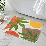 Uphome Boho-Badezimmerteppich, orange, modern, abstrakte Blätter, Badematte, rutschfest, wasserabsorbierend,…