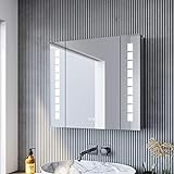 SONNI Spiegelschrank 60 × 65cm Spiegelschrank mit Beleuchtung und Steckdose beschlagfrei LED Spiegelschrank mit Touch Aluminium