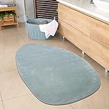 CARPETIA Ovaler Badezimmer Teppich angenehm weich – pflegleicht – in blau, 60x100 cm Oval
