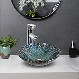 HomeLava Mini Waschbecken Aufsatz Waschschale Klein Handwaschbecken Rund aus Gehärtetes Glas für Gäste-WC…
