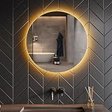 SONNI Badspiegel mit Beleuchtung Rund 60 cm 3 Lichtfarbe einstellbar Beschlagfrei Runder Badspiegel…