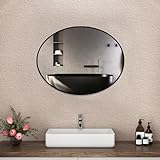 Boromal Badspiegel Schwarz 70x50cm Ovaler Spiegel mit Metallrahmen Badezimmerspiegel Schwarz Vertikal/Horizontal…