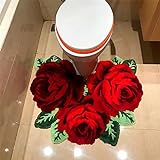 UKELER Rote Rosen-Badteppiche für Badezimmer, zottelig, weiche Blumenbereich, rutschfest, saugfähig,…