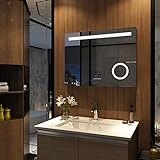 Meykoers Wandspiegel Badezimmerspiegel mit Beleuchtung 80x60cm mit Bluetooth und Touch-Schalter, LED Badspiegel Spiegel mit Beleuchtung Lichtspiegel Kaltweiß 6400K IP44 Energieklasse A++