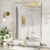 LOAAO Badezimmerspiegel, 50,8 x 40,6 cm, gebürstetes Nickel, gebürstetes Nickel, rostfrei, bruchsicher,…