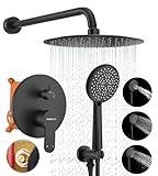 Gabrylly Duschsystem schwarz, 30,5 cm Duscharmatur-Set mit Regenduschkopf und Handheld, Regendusche…