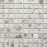 Retro Vintage Mosaik Fliese Keramik grau beige WAND BAD WC DUSCHE KÜCHE FLIESENSPIEGEL THEKENVERKLEIDUNG…