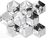 Mosaik Fliese Edelstahl silber Hexagon 3D Stahl glänzend MOS129-HXM10SG