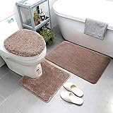 Luxury Home Collection 3-teiliges Badezimmerteppich-Set, weiche Mikrofaser, rutschfester Badteppich…