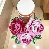 UKELER Rosa Badezimmerzubehör 69,8 x 60,9 cm Rosenblumen-Badteppich rutschfest, maschinenwaschbar, trocknergeeignet,…