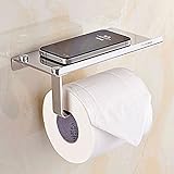 Toilettenpapierhalter mit Ablage Edelstahl Handyhalter Rollenhalter Papierhalter Wandmontage (Onesize,…