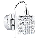 EGLO LED Wandlampe Almonte, Wandleuchte Bad, Badezimmer Lampe aus Metall in Chrom und Kristall in Klar,…