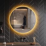 SONNI Badspiegel mit Beleuchtung Rund 80cm 3 Lichtfarbe einstellbar Beschlagfrei Runder Wandspiegel…