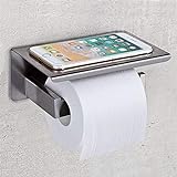 Nolimas Toilettenpapierhalter aus gebürstetem Nickel, mit Ablage, SUS304 Edelstahl, quadratisch, modern,…
