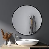HY-RWML Wandspiegel Rund Schwarz 80cm Badspiegel groß Spiegel Badezimmerspiegel für Badezimmer Waschräume…