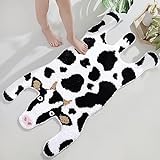 Panstar Kuh-Badezimmerteppich, niedliche schwarz-weiße Rinder-Cartoon-Badematten, rutschfest, Tierform,…