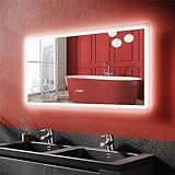 SONNI Badspiegel mit Beleuchtung 120x60cm, 3 einstellbare Lichtfarbe LED Wandspiegel Badezimmerspiegel…