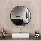 Boromal Badspiegel Rund 50cm Rund Spiegel Schwarz Metallrahmen Badezimmerspiegel Dekorative Wandspiegel…