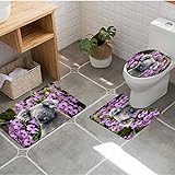 URSOPET Badezimmer Set, rutschfeste Badematte und WC-Vorleger-Set, Koala und Orchideen weich, wasserabsorbierend,WC-Garnitur,…