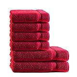 Müskaan 6-TLG Premium Frottee Handtücher Duschtücher Set 100% Baumwolle Rot