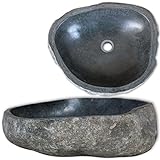 SOULONG 30-37 cm Waschbecken aus Stein Steinwaschbecken Oval Waschschale Flussstein Handwaschbecken…