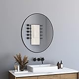 BD-Baode Ovaler Spiege,70 x 50 cm Ovaler Badezimmerspiegel,schwarzem Metallrahmen für Schlafzimmer,Wohnzimmer.