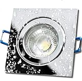 LED Bad Einbaustrahler 12V inkl. 9 x 3W LED LM Farbe Chrom IP44 LED Deckenspots Neptun Eckig 4000K Einbauleuchten