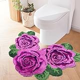 USTIDE Rose Toilettenvorleger, 60 x 70 cm, lila, super Plüsch-Badezimmerteppich, U-förmiger Plüsch,…