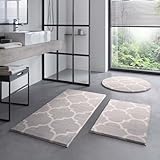 Taracarpet Badematte Badteppich für das Badezimmer waschbar in der Waschmachine Florentiner Muster Grau…