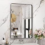 WEER Schwarzer Badezimmerspiegel, 50,8 x 76,2 cm, rechteckig, mattschwarzer Metallrahmen, Kosmetikspiegel,…