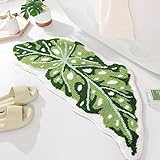 Panstar Grünes Blatt Badematte, große Begonienblatt-Pflanze, Badezimmerläufer, Teppich, rutschfest,…