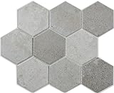 Mosaik Fliese Keramik grau Hexagon Zement für BODEN WAND BAD WC DUSCHE KÜCHE FLIESENSPIEGEL