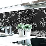 Küchenrückwand Tafelkreide Hart-PVC 0,4 mm selbstklebend - Direkt auf die Fliesen, Größe:120 x 51 cm