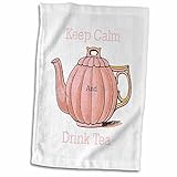 3D Rose Bild von Keep Calm and Drink Tea mit Vintage-Teekanne Handtuch, 38,1 x 55,9 cm