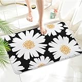 Daisy Floral Imitation Kaschmir Badezimmer Matte Teppich – Gänseblümchen-Dekorativer Teppich, Gummi,…