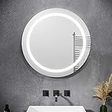SONNI Spiegel Rund,Runde Badspiegel mit Beleuchtung Antibeschlag Spiegel,Infrarot Schalter LED Spiegel,6400K Kaltweiß,84CM