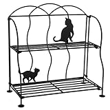 Lily's Home Katzenliebhaber-Regal aus Metall, schwarz, ideal für Haushaltsgegenstände, Küchenorganizer, Badezimmer-Aufbewahrung und mehr, zusammenklappbar, 2 Ebenen