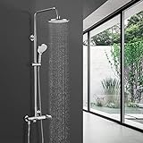 BONADE Duschset mit Armatur und Regal, Edelstahl Duschsystem mit Knöpfen, Duschsäule Regendusche mit…