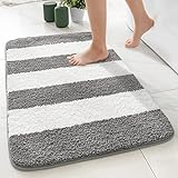 MIULEE Badematte Teppich rutschfest Badteppich Badezimmerteppich Streifen Weiche Badvorleger Maschinenwaschbar…