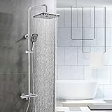 SHANFO Duschsystem mit Thermostat,Regendusche mit armatur,Duscharmatur Duschset mit 4 Funktion Handbrause…