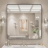 LOAAO 76,2 x 76,2 cm, schwarzer Metallrahmen, Badezimmerspiegel für Wand, mattschwarz, Badezimmer-Schminkspiegel,…