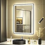 GANPE LED Badezimmerspiegel, Make-up Kosmetikspiegel Wandmontage, Großer moderner rahmenloser beleuchteter…