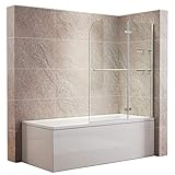 Elegant Duschwand für badewanne 120x140cm (BxH) mit Handtuchhalter + Eckregal,Duschwand Badewannenaufsatz,…