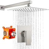 gotonovo Regenduschsystem, 25,4 cm, gebürstetes Nickel, luxuriöses Hochdruck-Duschkopf, Badezimmer-Duscharmatur-Set,…